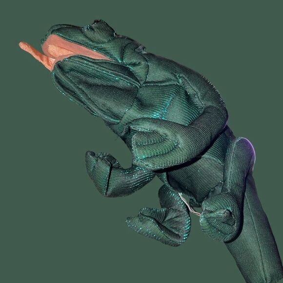 Plush Folktails Folkmanis Chameleon Hand Puppet Green Metallic Lizard Reptile - Picture 2 of 5